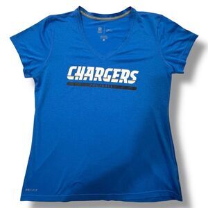 Nike Dri Fit Shirt Womens Large Blue V Neck Chargers NFL